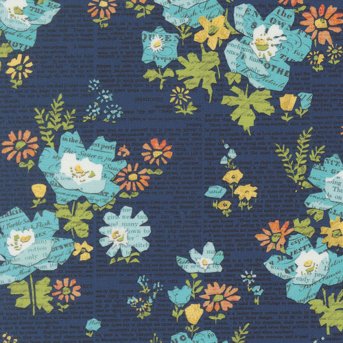 Moda Fabrics Paper Hamlet Cathe Holden Decoupage Flowers Midnight Blue