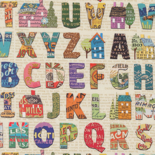 Moda Fabrics Paper Hamlet Cathe Holden Decoupage Alphabet and Houses Paper Cream