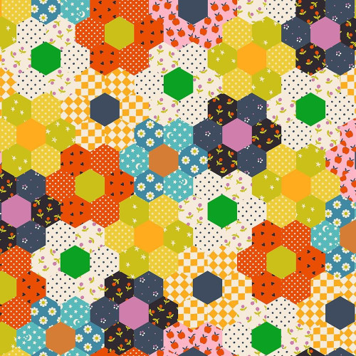 Moda Ruby Star Society Fabrics Catnap Alexia Abegg Grandmas Flower Garden Hexagon Blocks Red