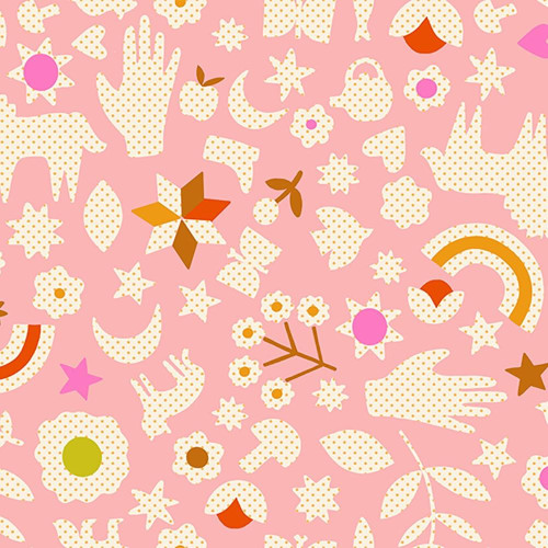 Moda Ruby Star Society Fabrics Catnap Alexia Abegg Little Luck Hands Horses Flowers Rosebud Pink
