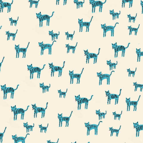 Moda Ruby Star Society Fabrics Catnap Alexia Abegg Tiger Stripes Cats Turquoise Pink