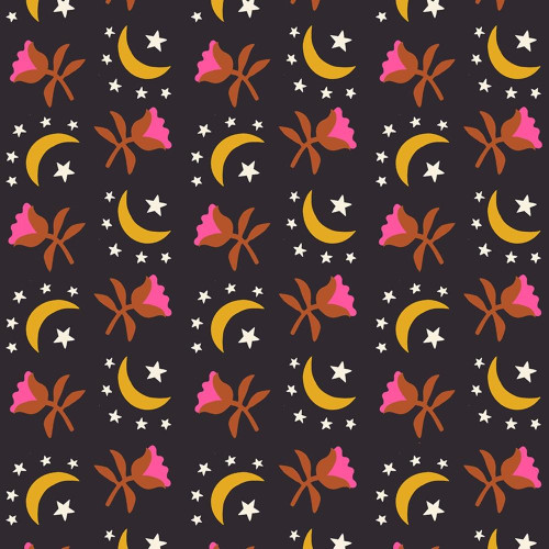 Moda Ruby Star Society Fabrics Catnap Alexia Abegg Moon Stars Flowers Black Black