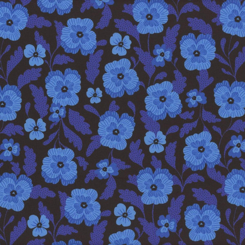 Moda Ruby Star Society Fabrics Hello Alice Sarah Watts Pansies Black Black