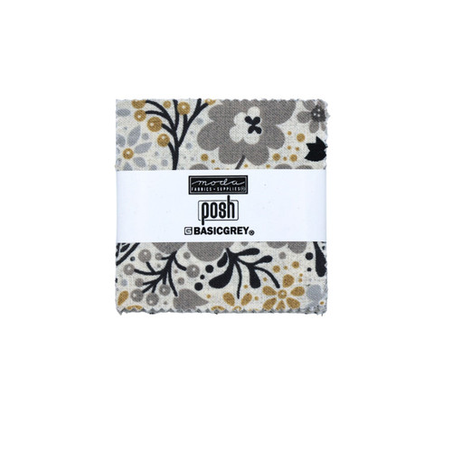 Moda Fabrics Posh BasicGrey Mini Charm Pack 2.5 Inch Squares