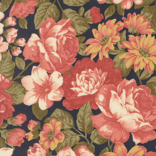 Moda Fabrics Ambiance 3 Sisters Midnight Blue Bouquets Large Floral