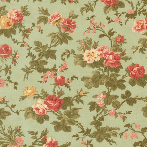 Moda Fabrics Ambiance 3 Sisters Mist Aqua Rose Garden Florals