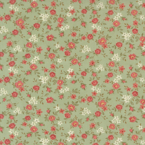 Moda Fabrics Ambiance 3 Sisters Mist Aqua Sweet Roses Small Floral