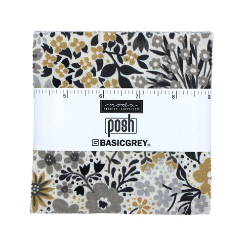 Moda Fabrics Posh BasicGrey Charm Pack 42 Five Inch Squares