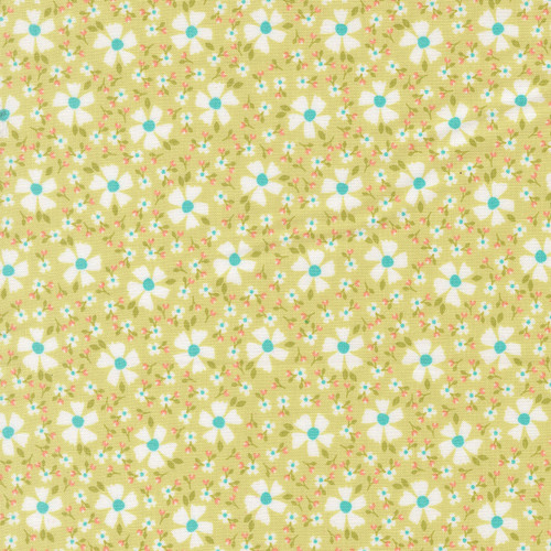 Moda Fabrics In The Garden Corey Yoder Light Lime Green Bloom and Blossom Florals