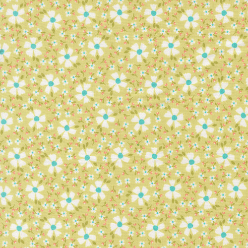 Moda Fabrics In The Garden Corey Yoder Light Lime Green Bloom and Blossom Florals