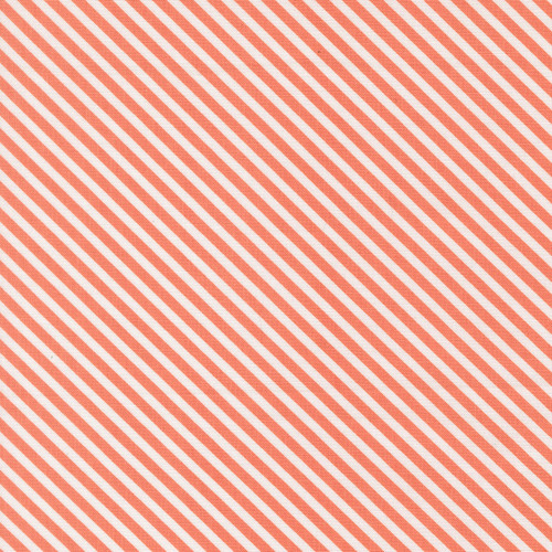 Moda Fabrics In The Garden Corey Yoder Coral Peach Bias Stripe Stripes