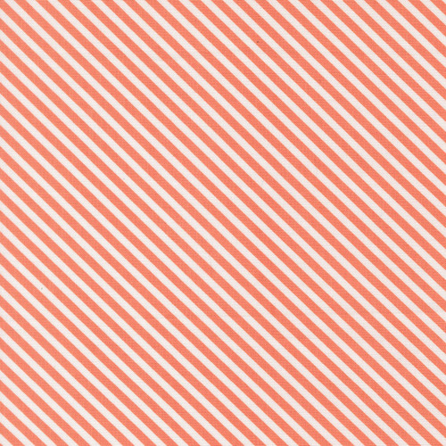 Moda Fabrics In The Garden Corey Yoder Coral Peach Bias Stripe Stripes