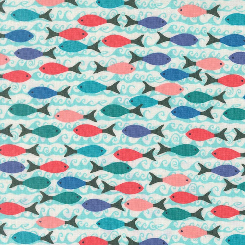 Moda Fabrics Reef Kate Spain School of Fish Pearl