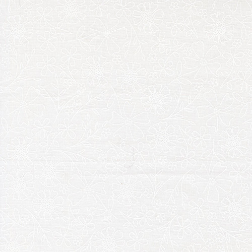 Moda Fabrics In The Garden Corey Yoder Off White White White on White Garden Sketch Florals