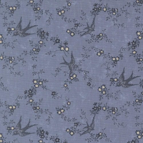 Moda Fabrics Bluebirds Nest Kansas Troubles Quilters Light Blue Blue Happy Bluebird Birds Flowers