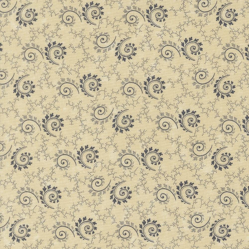 Moda Fabrics Bluebirds Nest Kansas Troubles Quilters Tan Blue Swirls Twirls