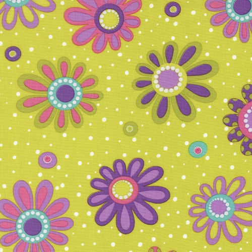 Moda Fabrics Pick Me Me and My Sister Designs Flower Power Lime
