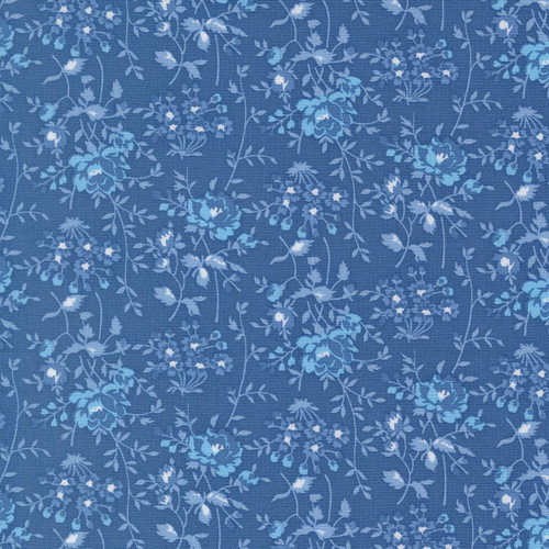 Moda Fabrics Blueprint Camille Roskelley Sea Blue Bloomsbury Florals