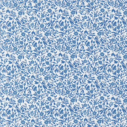 Moda Fabrics Blueprint Camille Roskelley White Blue Blue Frolic Florals