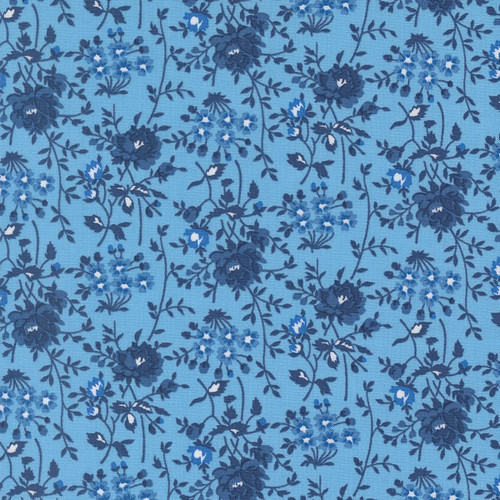 Moda Fabrics Blueprint Camille Roskelley Harbor Blue Bloomsbury Florals