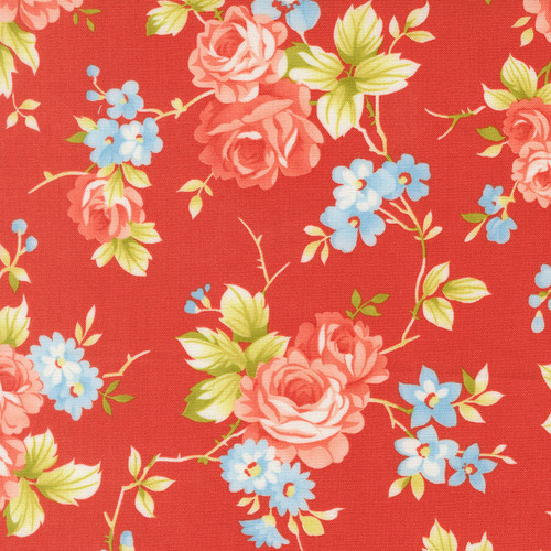 Moda Fabrics Rosie Fig Tree Co Country Roses Strawberry Red