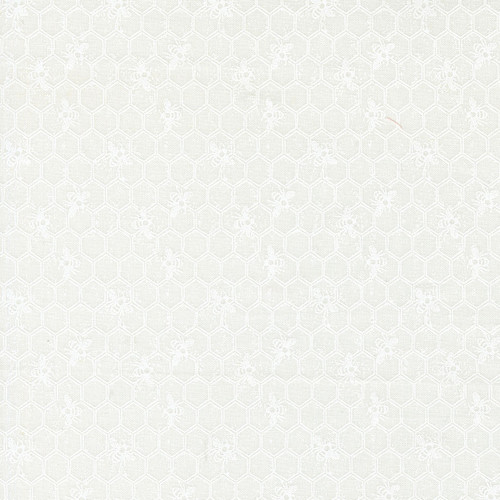 Moda Fabrics Wild Honey Lella Boutique Daisy White White on White Honeycomb Bees Blender