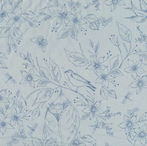 Andover Fabrics Sewing Bird by Laundry Basket Quilts 108 Inch Wide Quilt Back Pacific Blue