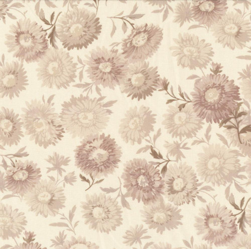 Andover Fabrics Chrysanthemum by Laundry Basket Quilts 108 Inch Wide Quilt Back Floral Dove Grey, a fabric with a soft floral pattern in dove grey on a cream background. Andover Fabrics Chrysanthemum by Laundry Basket Quilts 108 Inch Wide Quilt Back Floral Dove Grey, a fabric with a soft floral pattern in dove grey on a cream background.