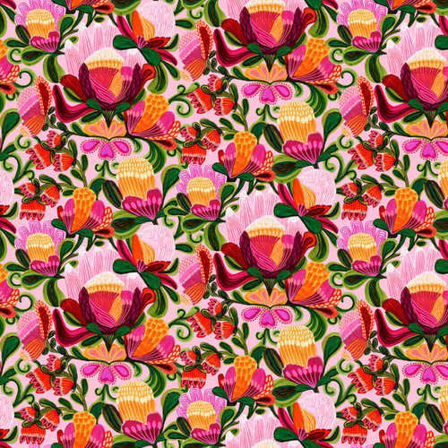FreeSpirit Fabrics Paradise Blooms by Kristen Katz Rococo Garden Blush Pink