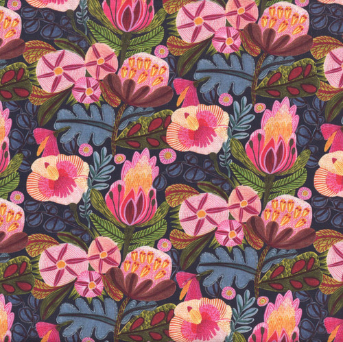 FreeSpirit Fabrics Paradise Blooms by Kristen Katz Enchanted Paradise Indigo Blue