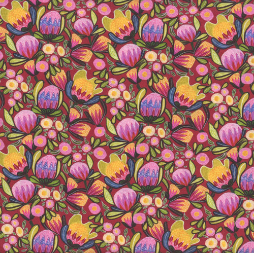 FreeSpirit Fabrics Paradise Blooms by Kristen Katz Sugarbush Splendor Garnet Red