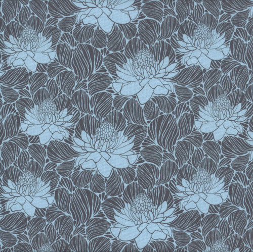 FreeSpirit Fabrics Paradise Blooms by Kristen Katz Waratah Grandeur Slate Blue
