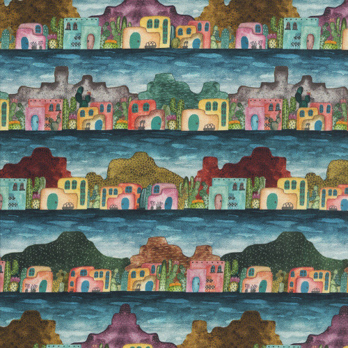 Henry Glass Fabrics Magical Desert by Mayo Moreno Adobe Homes Egyptian Brown