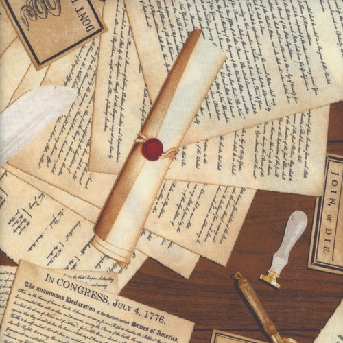 Studio E Fabrics United We Stand American Documents Cream Brown