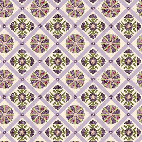 Henry Glass Fabrics Pansy for Your Thoughts Hannah West Purple Cream Sage Quilt Blocks