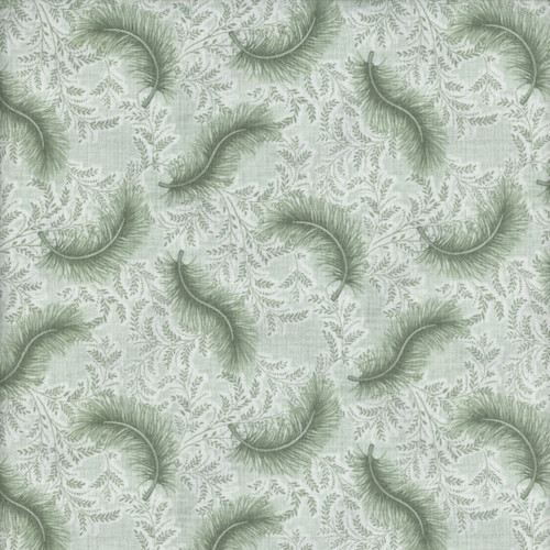 Henry Glass Fabrics Mariakerke by Michelle Yeo Aqua Green Feathers and Ferns