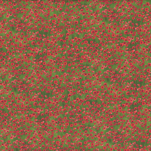 Timeless Treasures Fabrics Poppy Passion by Chong A Hwang Tiny Poppies Green