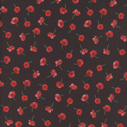 Timeless Treasures Fabrics Poppy Passion by Chong A Hwang Tossed Poppies Black