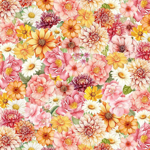 Timeless Treasures Fabrics Happy Place Sewing Packed Flowers Multi