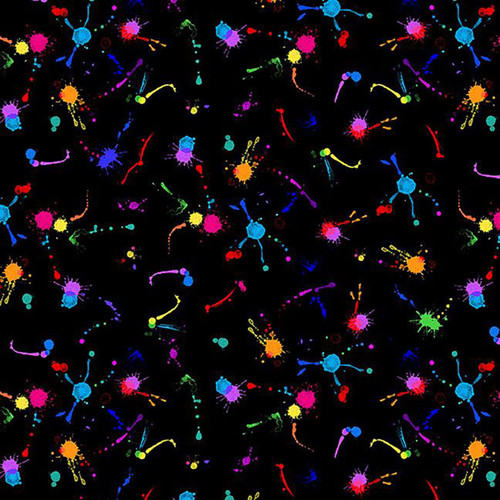 Timeless Treasures Fabrics Petal Power Painted Splash Dots Black