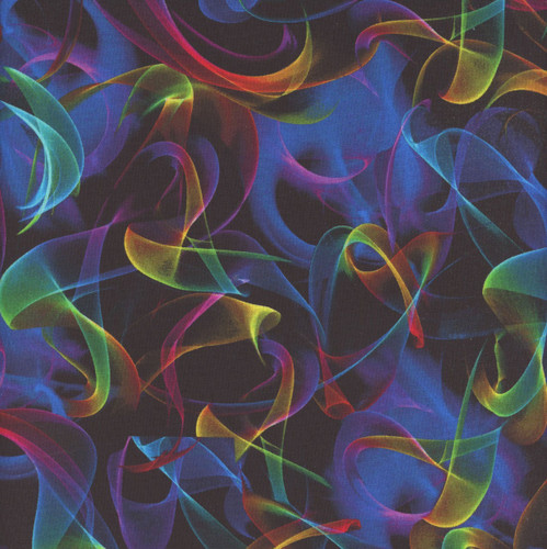 Timeless Treasures Fabrics Petal Power Multi Neon Smoke Black