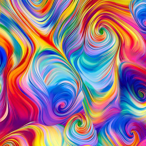 Timeless Treasures Fabrics Petal Power Abstract Swirl Rainbow