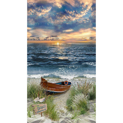 Timeless Treasures Fabrics Waters Edge Coastal Beach Panel 24 Inch Multi