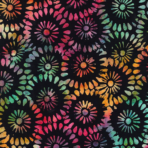 Timeless Treasures Fabrics Apple Basket Tonga Batiks Daisies Onyx