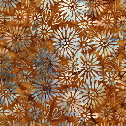 Timeless Treasures Fabrics Apple Basket Tonga Batiks Daisy Block Caramel