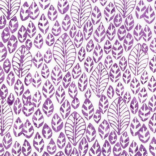 Timeless Treasures Fabrics Lilac Tonga Batiks Stamped Leaves Tulip