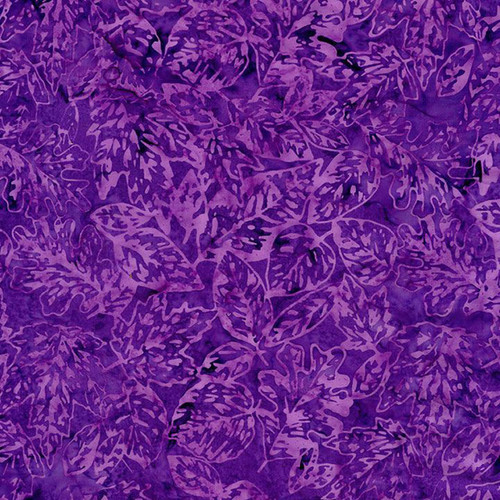 Timeless Treasures Fabrics Lilac Tonga Batiks Packed Leaves Pansy