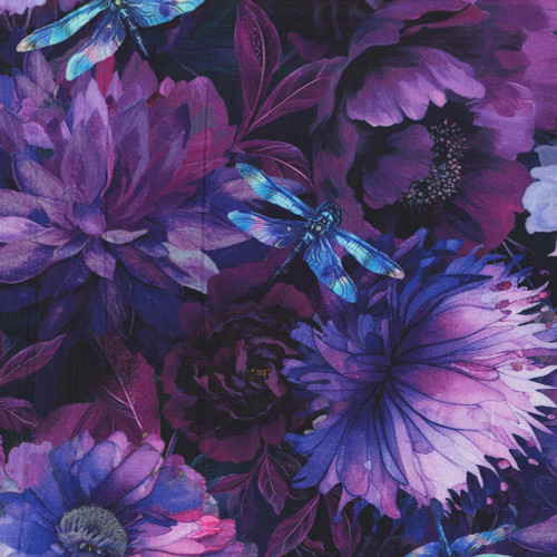 Timeless Treasures Fabrics Dragonfly Mist Floral With Dragonflies 108 Inch Wide Quilt Back Purple