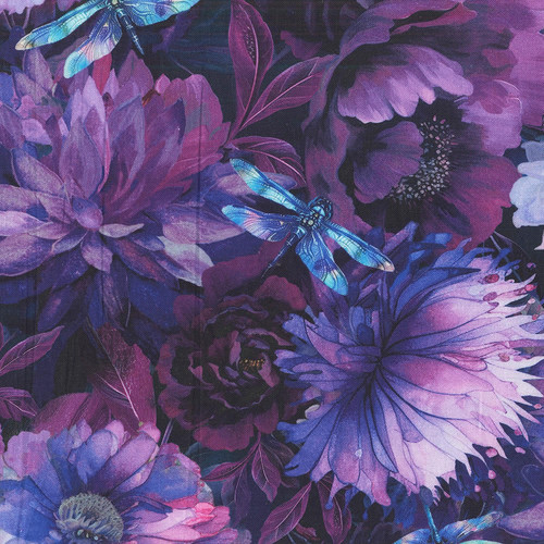 Timeless Treasures Fabrics Dragonfly Mist Floral With Dragonflies 108 Inch Wide Quilt Back Purple