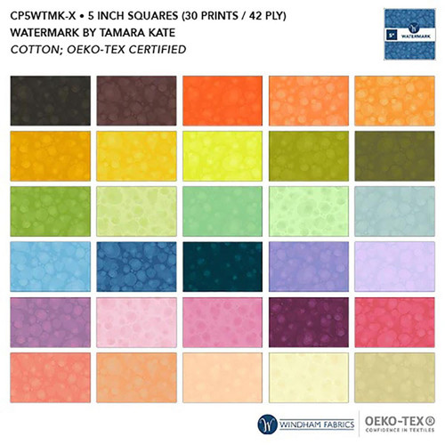 Windham Fabrics Tamara Kate Watermark Multi Charms Five Inch Squares